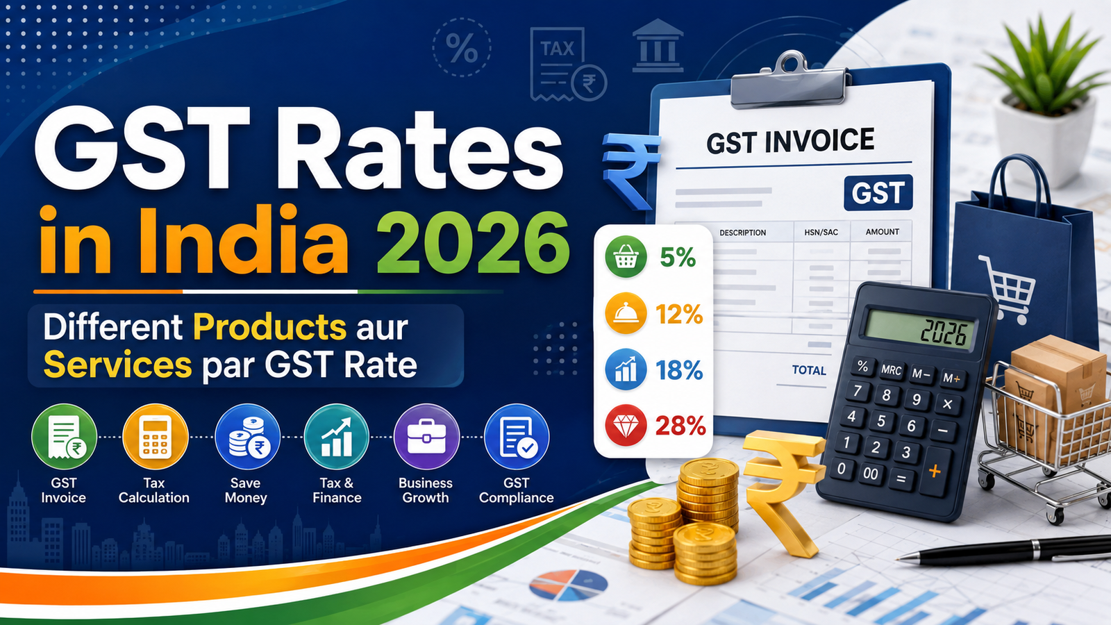 GST Rates in India 2026: Different Products aur Services par GST Rate