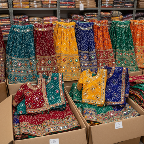 Wholesale chaniya choli sets (mirror-work / bandhani / embroidered) 