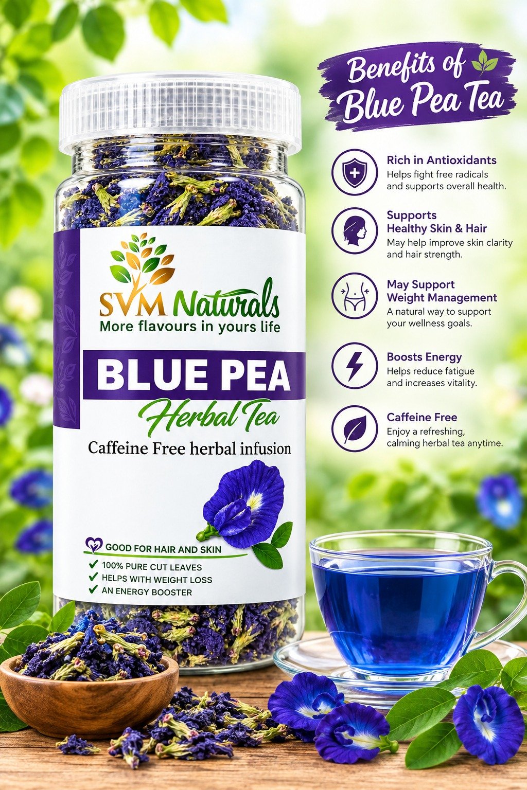 Blue Pea Flowers